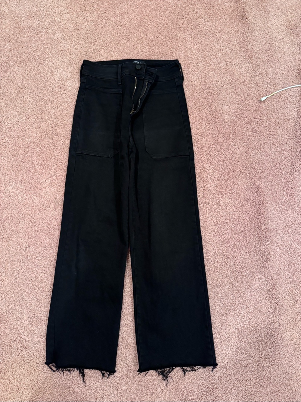 Just Black Women’s Black Wide-Leg Chinos with Raw Hem